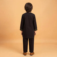 Boys Black Embroidered Kurta With Pajama Sets Ethnicwear Boys