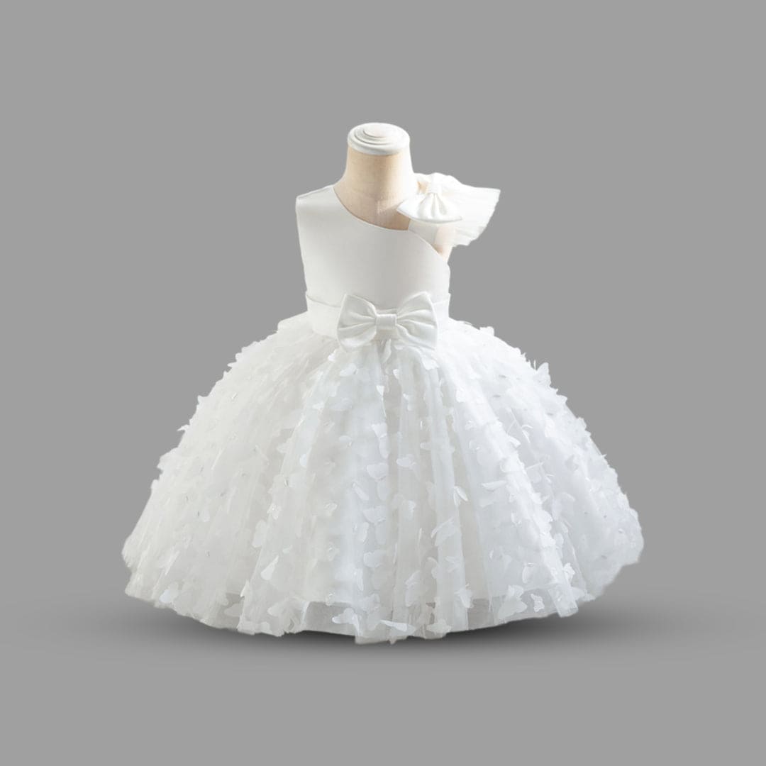 Girls Butterfly Applique Fit & Flare Dress Party Dresses White 1-2 Y 