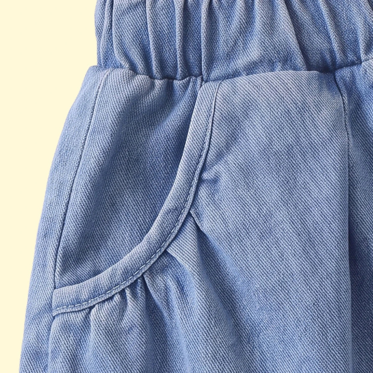 Girls Blue Floral Embroidered Relaxed Fit Denim Pants Pants