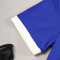 Boys Royal Blue Typographic King Printed T-Shirt With Shorts Sets Sets