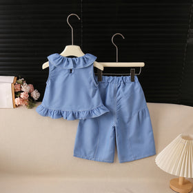 Girls Blue Sleeveless Top With Pants Sets 2 pc. Sets