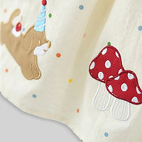 Girls Beige Polka Dot Print Fit & Flare Dress With Patch Embroidery Casual Dresses