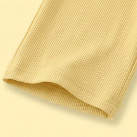 Girls Yellow Ribbed Sailor Collar Overlay Top & Pants Co-ord Sets Sets