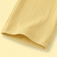 Girls Yellow Ribbed Sailor Collar Overlay Top & Pants Co-ord Sets Sets