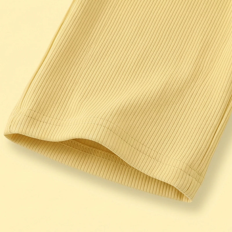 Girls Yellow Ribbed Sailor Collar Overlay Top & Pants Co-ord Sets Sets