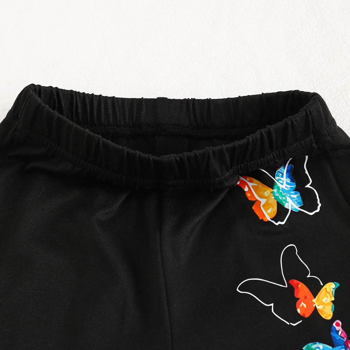 Girls White Short Sleeve Butterfly Print T-Shirt With Pants Sets 2 pc. Sets