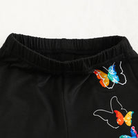 Girls White Short Sleeve Butterfly Print T-Shirt With Pants Sets 2 pc. Sets