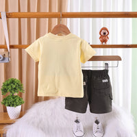 Boys Yellow Inside Out Print T-Shirt With Twill Cargo Pocket Shorts Sets 2 pc. Sets