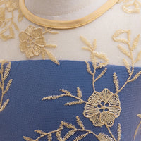 Girls Yellow Floral Embroidered Fit & Flare Party Wear Dress Party Dresses