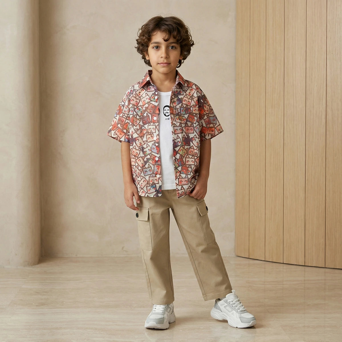 Boys Short Sleeve Printed Shirt Shirts Red 3-4 Y