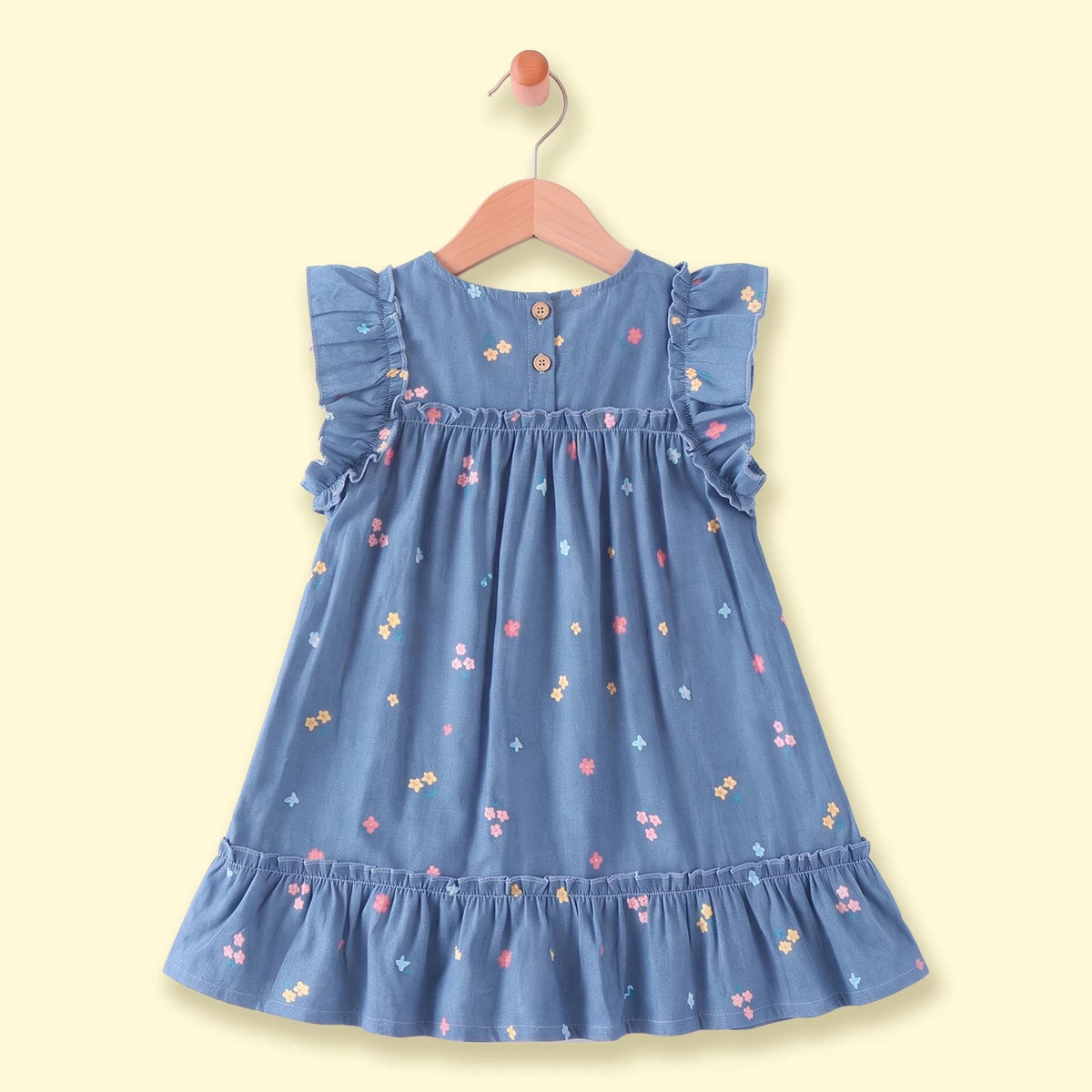 Girls Blue Floral Short Sleeve A-Line Dress Casual Dresses