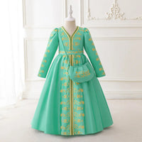 Girls Green Long Sleeve Embroidered Fit & Flare Dress Casual Dresses Green 3-4 Y