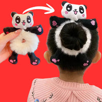 Girls Black Plush Panda Hair Tie Trending Accessories Black Onesize