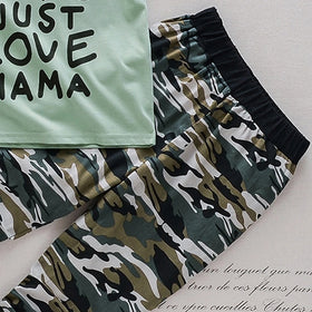 Boys Light Green Typography Print T-Shirt With Joggers Sets 2 pc. Sets