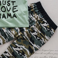 Boys Light Green Typography Print T-Shirt With Joggers Sets 2 pc. Sets