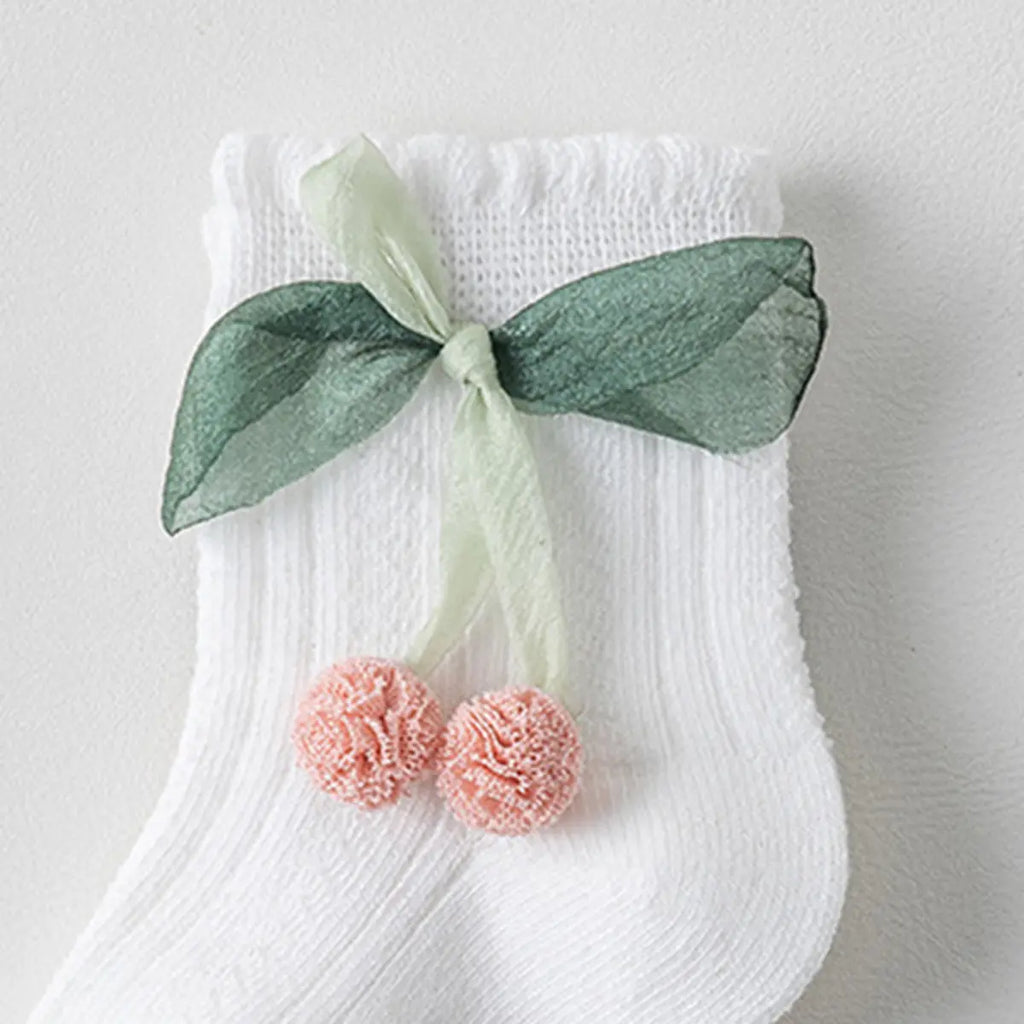 Pack of 5 Girls Multicolour Cherry Applique Ankle Length Socks Socks