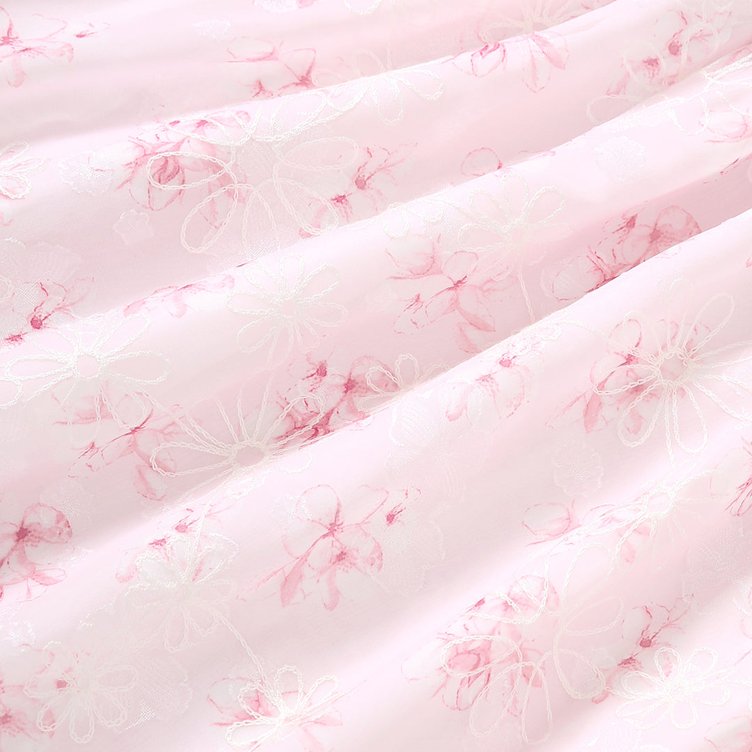 Girls Pink Flower Print Sleeveless Fit & Flare Dress Casual Dresses