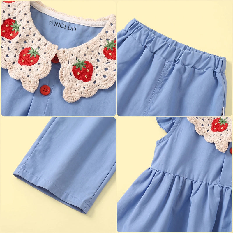 Girls Blue Flutter Sleeve Top With Pants Sets 2 pc. Sets