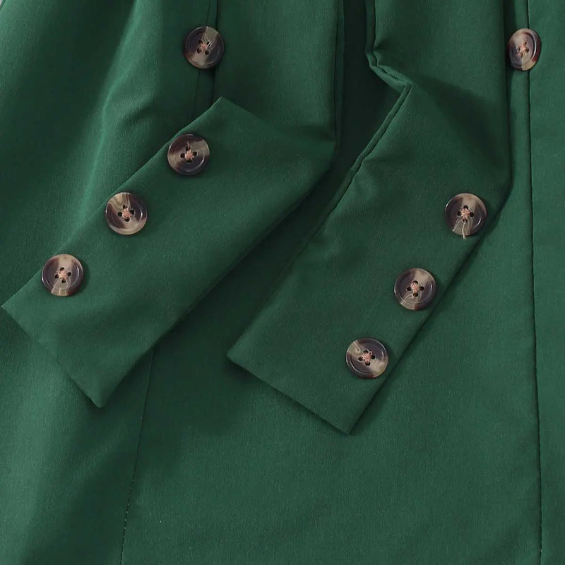 Girls Green Solid Long Sleeves Shirt Dress Casual Dresses