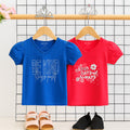 Girls Multicolor Typographic V-Neck Summer T-Shirt- Pack Of 2 Tshirts Multicolor 2-4 Y