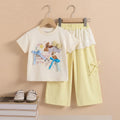 Girls Cream Dog Print Short Sleeve T-Shirt With Shorts Sets 2 pc. Sets Cream 1-2 Y
