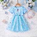 Girls Blue Graphic Short Sleeve Fit & Flare Dress Casual Dresses Blue 3-4 Y