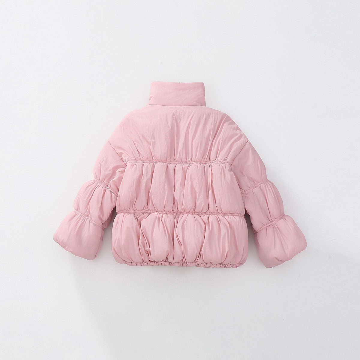 Girls Light Pink Solid Puffer Winter Jacket Coats & Jackets