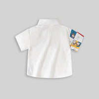 Boys White Block Printed Short Sleeves Shirt Shirts