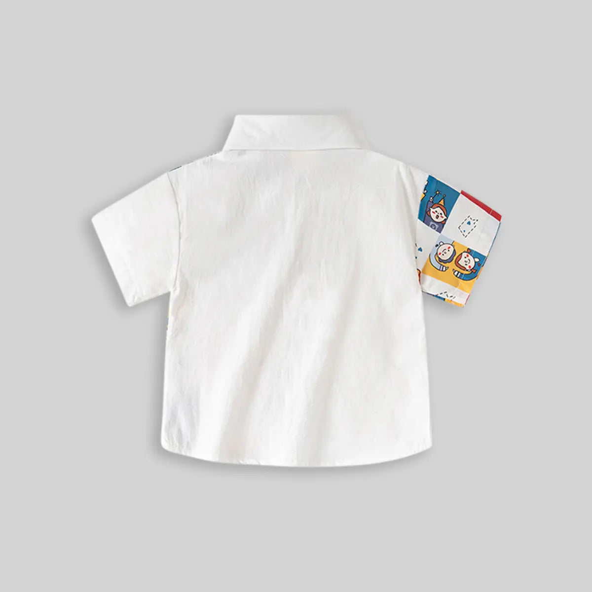 Boys White Block Printed Short Sleeves Shirt Shirts