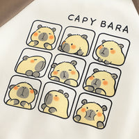 Boys Brown Capybara Printed Polo Neck Sweatshirt With Pant Set 2 pc. Sets