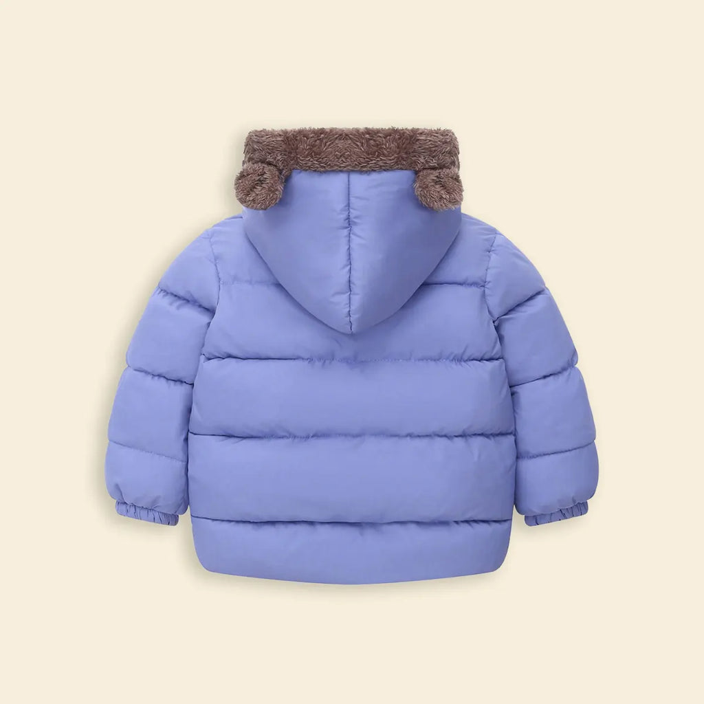 Boys Light Blue Zip-up Puffer Jacket With Bear Ear On Hood Coats & Jackets