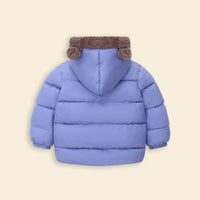 Boys Light Blue Zip-up Puffer Jacket With Bear Ear On Hood Coats & Jackets