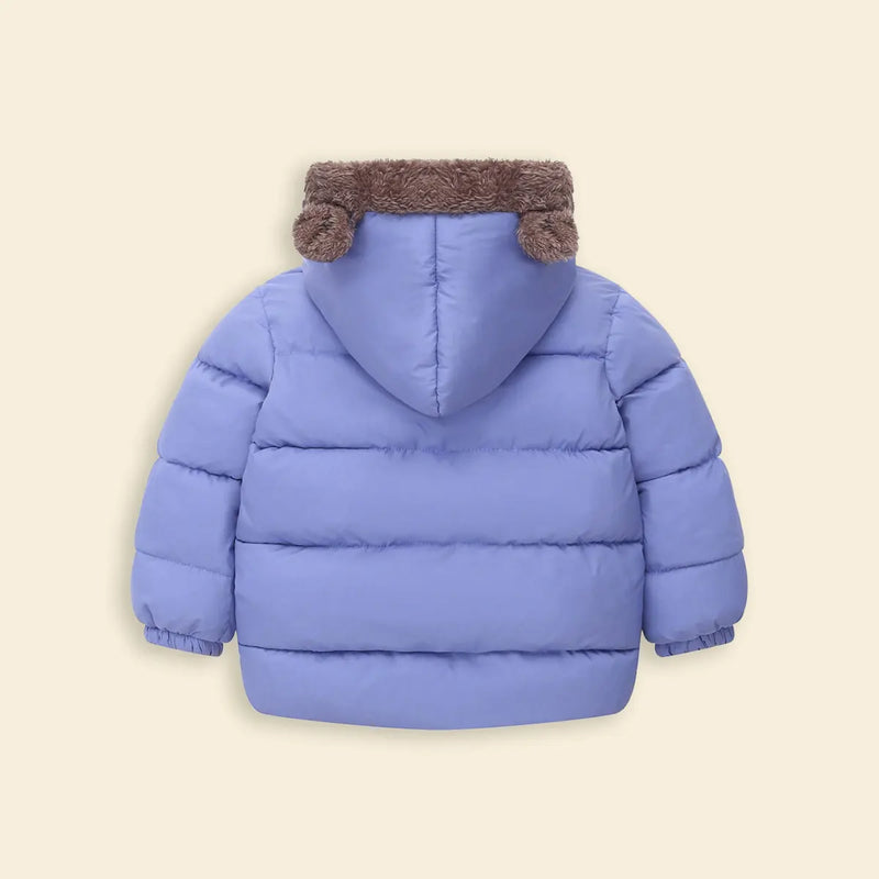 Boys Light Blue Zip-up Puffer Jacket With Bear Ear On Hood Coats & Jackets