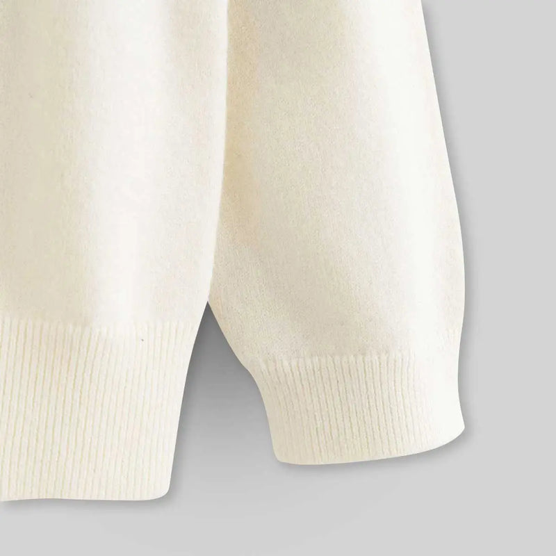 Boys Off White Sweater With Self-Design Retro Splicing Patterns Sweaters & Cardigans