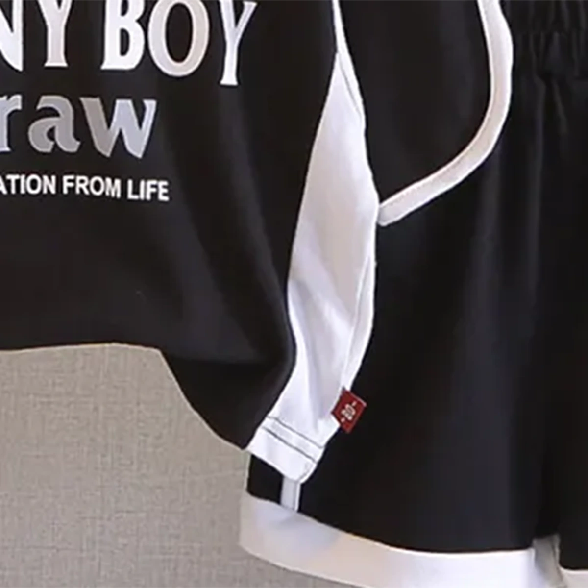 Boys Black Typographic Printed Polo T-Shirt With Shorts Co-ord Sets Sets