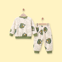 Boys Off White Dinosaur Printed Fleece Sweatshirt With Pants Sets 2 pc. Sets