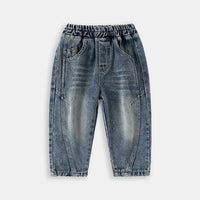 Boys Light Blue Relaxed Fit Denim Jeans with Whisker Detail Pants