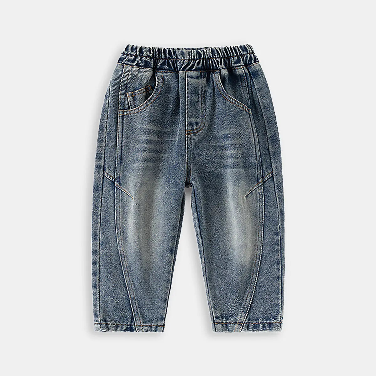 Boys Light Blue Relaxed Fit Denim Jeans with Whisker Detail Pants