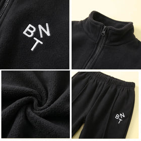 Boys Black Half Zipper Sweatshirt & Pants Co-ord Sets Sets