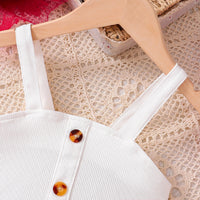Girls White Textured Sleeveless Crop Top With Skirt Sets 2 pc. Sets