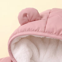 Girls Pink Bear Ear On Hood Quilted Zip-up Jacket Coats & Jackets