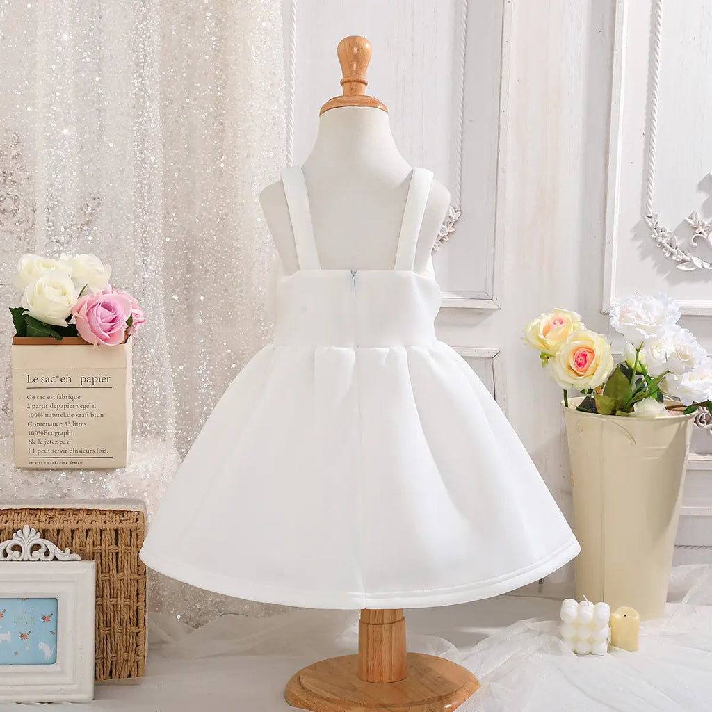 Girls White Floral Applique Fit & Flare Party Dresses Party Dresses