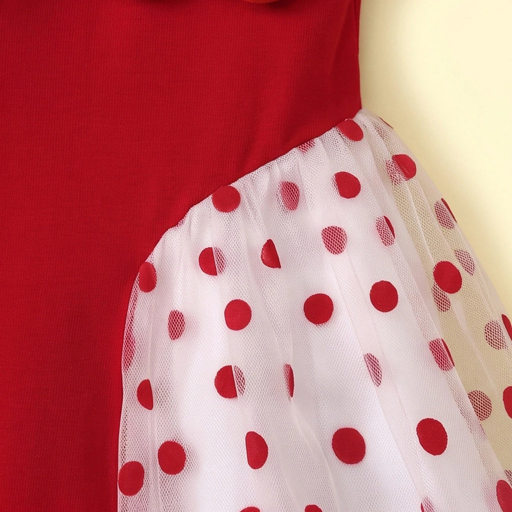 Girls Red Floral Applique Fit & Flare Dress Casual Dresses