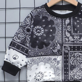Boys Black Paisley Printed Sweatshirt & Joggers Co-ord Sets Sets