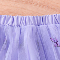 Girls Purple Long Sleeve Jacket With Camisole Top And Butterfly Embroidered Skirt Set 3 pc. Sets