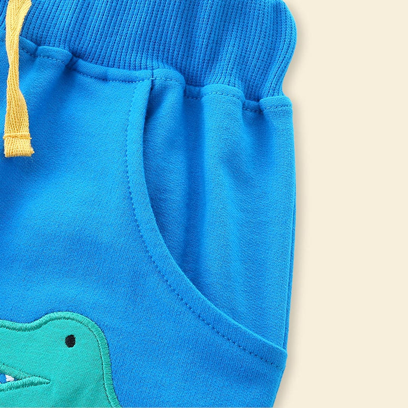 Boys Dinosaur Embroidery Rib Waist Shorts Shorts   