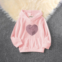 Girls Pink Heart Embroidered Winter Hoodies Sweatshirts Sweatshirts & Hoodies Pink 5-6 Y