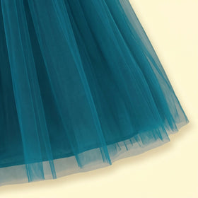 Girls Teal Floral Applique Fit & Flare Party Dress Party Dresses
