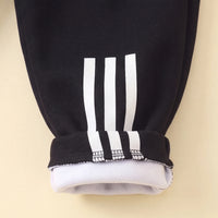Boys Black Long-Sleeve Crewneck Sweatshirt & Elasticated Pants Sets With White Stripe 2 pc. Sets