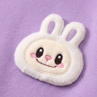Girls Purple Bunny Applique Sweatshirt With Pants Sets Sets